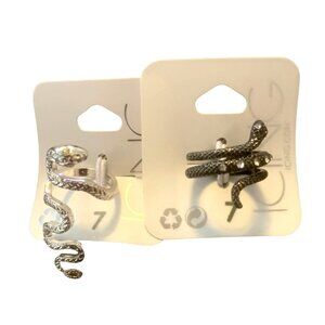 ICING SILVER AND BLACK TONED SNAKE design RINGS SZ 7 new